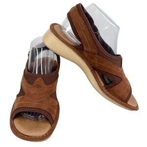 Fly Flot Italian Comfort Sandals 41 Brown Adjustable Slingback